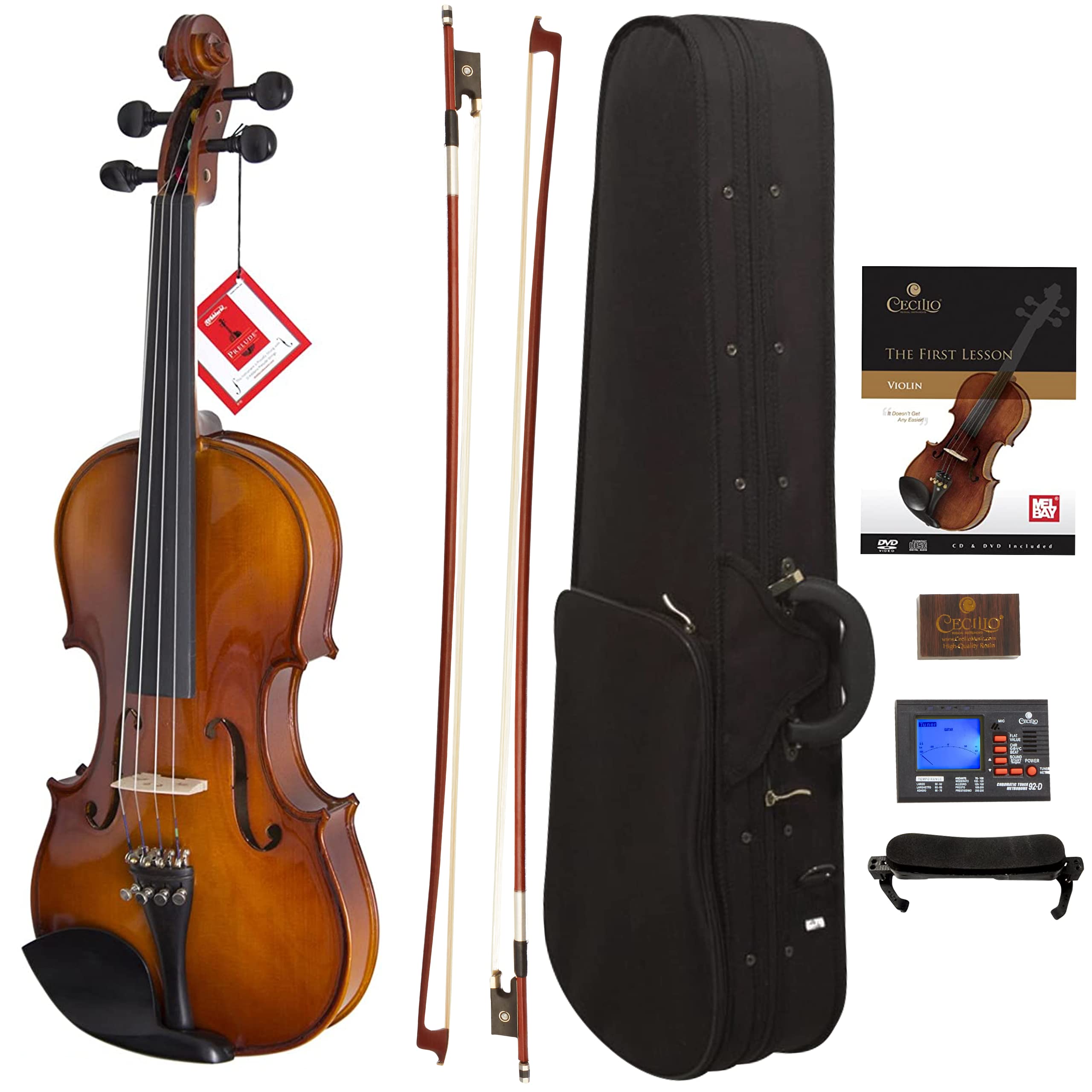 Cecilio CVN-300 Solidwood Ebony Fitted Violin - best violin for beginners